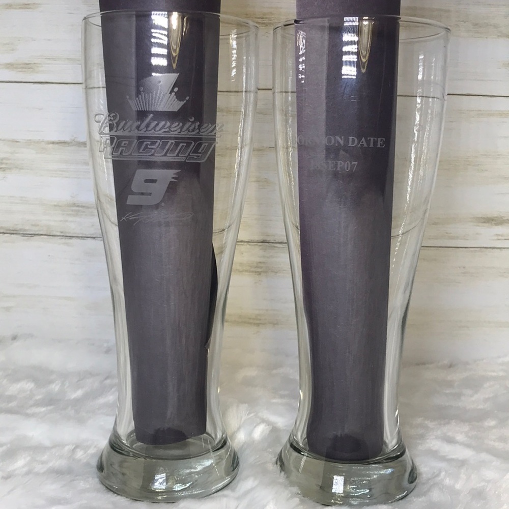 Budweiser Racing beer glass NASCAR Kasey Kahn #9